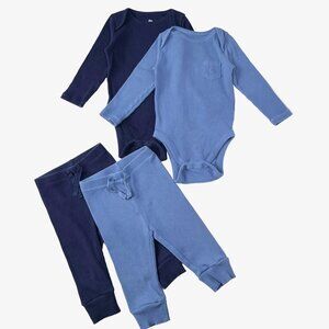 GAP – Onesies & Pants Set (4-Piece, Size 6–12 months)